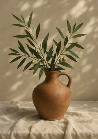 Olive Branch in Clay Jug
