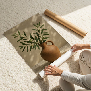 Olive Branch in Clay Jug