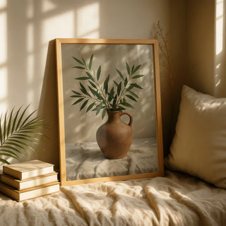 Olive Branch in Clay Jug