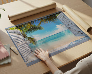 Ocean View Through Shutters